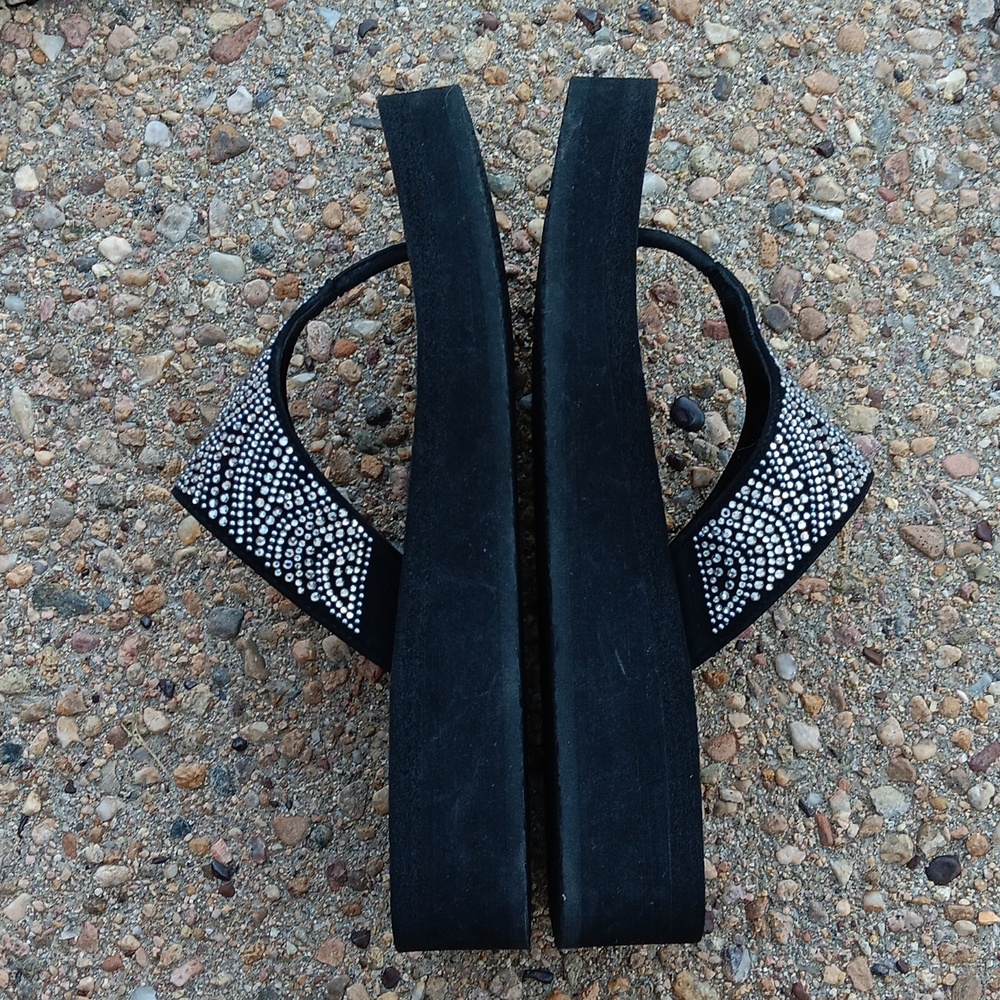 Skechers yoga foam crystal embellished thong strap platform sandals womens 8 - Picture 6 of 9